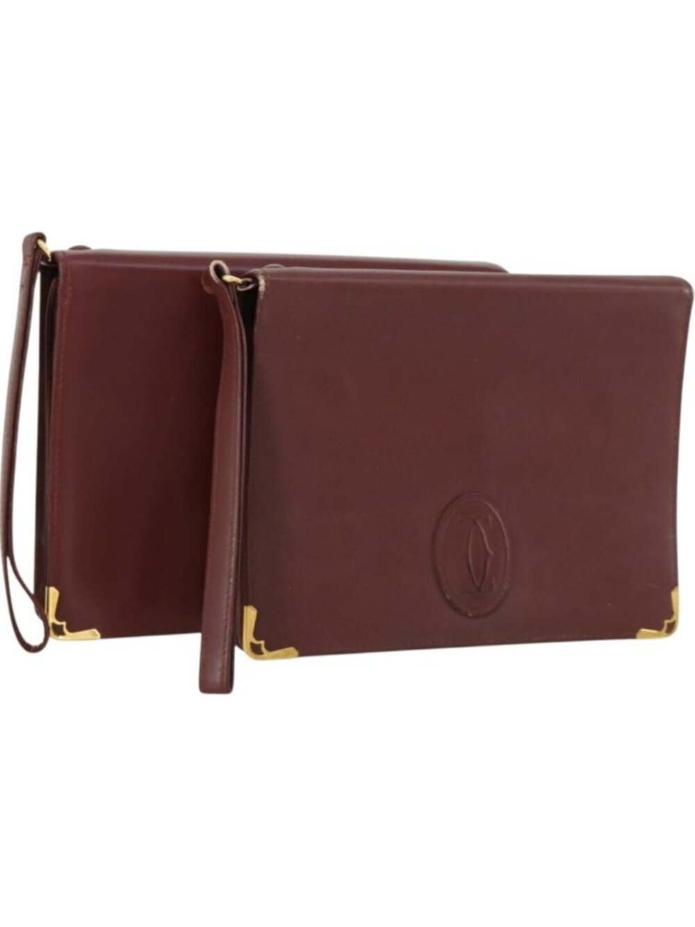CARTIER Must Line Clutch Bag Leather 2 Set Bordeaux